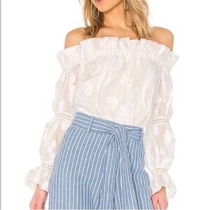 Alexis Raza Off-Shoulder Floral Blouse Revolve white